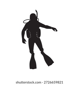 Scuba diving costume silhouette vector art