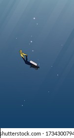 Scuba diving in the deep sea