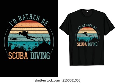 Scuba diving diver manta ray vintage, retro - T-shirt design