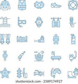 Scuba Diving Duotone Vector Icons Pack