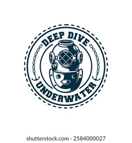 Scuba Diving emblem logo design illustration vector