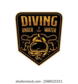 scuba diving emblem logo design vector