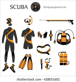 scuba diving equipment set