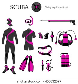 scuba diving equipment set