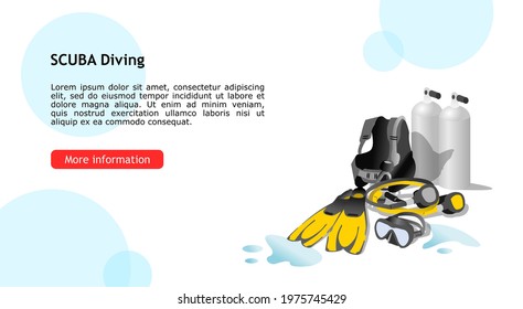 SCUBA diving equipment vector illustration on white background