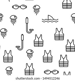 Scuba Diving Equipment. Vector Seamless Pattern Illustration.
