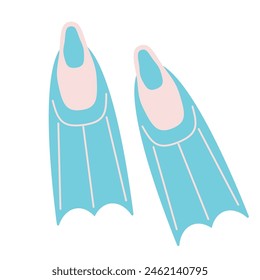 Scuba diving fins clipart. Simple flippers flat style vector illustration isolated on white background. Light blue diving fins. Pair of flippers isolated vector design.