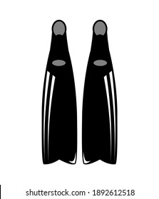 Scuba diving fins vector graphic illustration for info graphics element 
