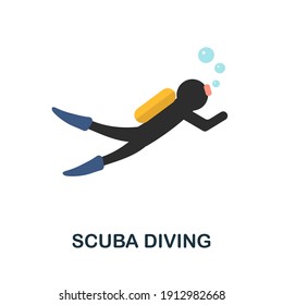 Scuba Diving flat icon. Color simple element from diving collection. Creative Scuba Diving icon for web design, templates, infographics and more