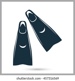 Scuba diving flippers icon on the background