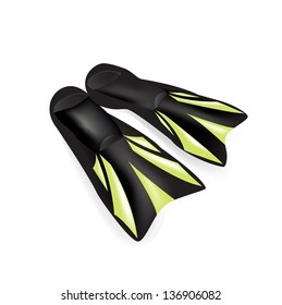 scuba diving flippers isolated on white