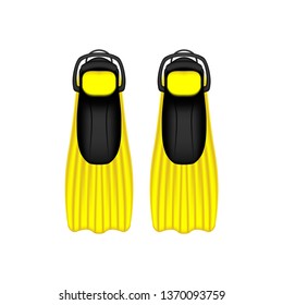 Scuba diving flippers pair isolated on white, vector illustration