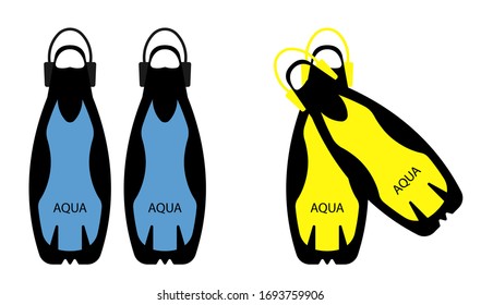 scuba diving flippers. Part of the ammunition. Isolated vector on white background in a flat style