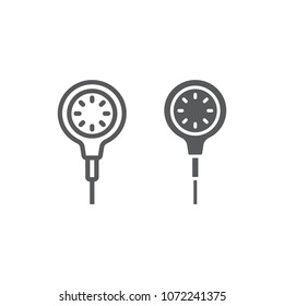 Scuba diving gauge line and glyph icon, diving and underwater, measure sign vector graphics, a linear pattern on a white background, eps 10.