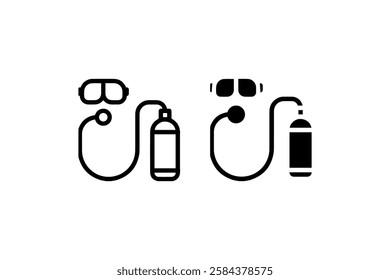 Scuba Diving Gear Icon Set Vector