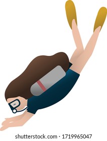 Ilustración de degradado de vectores Scuba Diving Girl