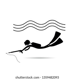 Scuba Diving Icon With Harpoon Gun Silhouette