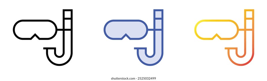 scuba diving icon. Linear, Blue Fill and Gradient Style Design Isolated On White Background