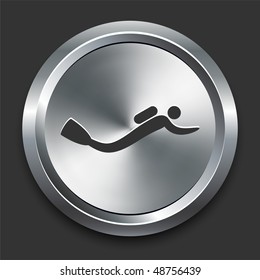 Scuba Diving Icon on Metal Internet Button Original Vector Illustration