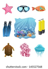 Scuba diving icon set