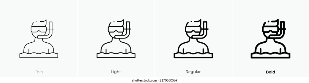 scuba diving icon. Thin, Light Regular And Bold style design isolated on white background