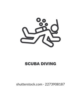 scuba diving icon. Thin line scuba diving icon from travel and trip collection. Outline vector isolated on white background. Editable scuba diving symbol can be used web and mobile