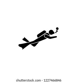 Scuba diving icon. Vector diving pictogram. Black silhouettes of diving objects isolated on white. scuba diving monochrome icon