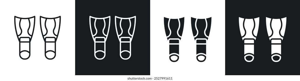 Scuba diving icon vector icon set black filled and outlined style.