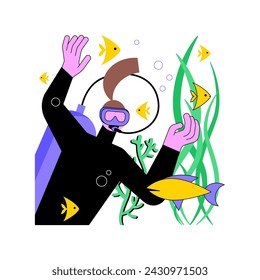 Scuba diving isolated cartoon vector illustrations. Travel doing underwater diving during vacation, summer holidays, scuba diving activity, swimming in the ocean, aquatic world vector cartoon.