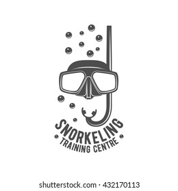 Scuba diving label. Underwater swimming logo. Sea dive, spearfishing, vector illustration.