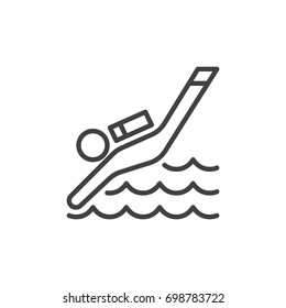 Scuba diving line icon, outline vector sign, linear style pictogram isolated on white. Diver symbol, logo illustration. Editable stroke. Pixel perfect vector graphics