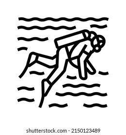 scuba diving line icon vector. scuba diving sign. isolated contour symbol black illustration