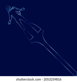 Scuba diving Line. Pop Art logo. Colorful design with dark background. Abstract vector illustration. Isolated black background for t-shirt, poster, clothing, merch, apparel, badge design