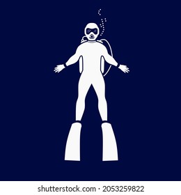 Scuba diving Line. Pop Art logo. Colorful design with dark background. Abstract vector illustration. Isolated black background for t-shirt, poster, clothing, merch, apparel, badge design