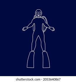 Scuba diving Line. Pop Art logo. Colorful design with dark background. Abstract vector illustration. Isolated black background for t-shirt, poster, clothing, merch, apparel, badge design