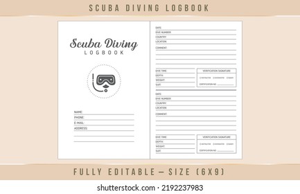 Scuba Diving Log Book Interior Template