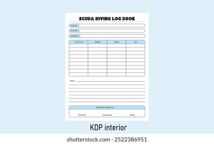 Scuba Diving Log Book Kdp Interior Template
