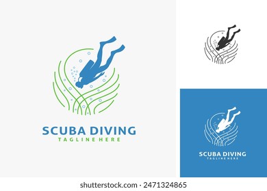 Scuba diving logo design illustration