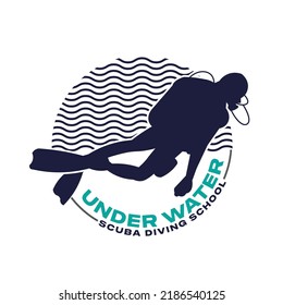 Scuba diving logo design, perfect for diving school and under water adventure logo design