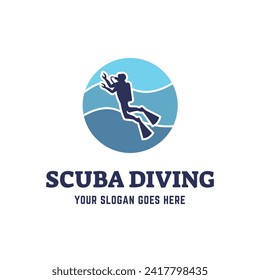 Scuba diving logo design, perfect for diving school and under water adventure logo design