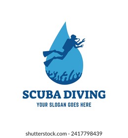 Scuba diving logo design, perfect for diving school and under water adventure logo design