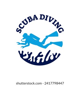 Scuba diving logo design, perfect for diving school and under water adventure logo design