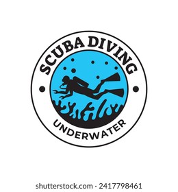 Scuba diving logo design, perfect for diving school and under water adventure logo design