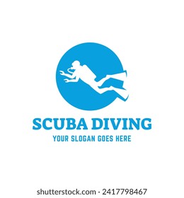 Diseño del logotipo del submarinismo Scuba, perfecto para la escuela de submarinismo y bajo el diseño del logotipo de aventura acuática