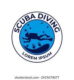 Scuba diving logo design, perfect for diving school and under water adventure logo design