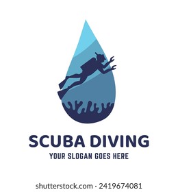 Scuba diving logo design, perfect for diving school and under water adventure logo design