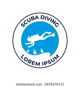 Scuba diving logo design, perfect for diving school and under water adventure logo design