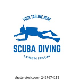 Scuba-Tauchlogo-Design, perfekt für Tauchschulen und unter dem Logo für Wasserabenteuer