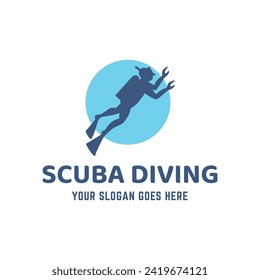 Scuba-Tauchlogo-Design, perfekt für Tauchschulen und unter dem Logo für Wasserabenteuer