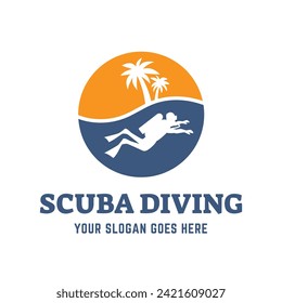 Scuba diving logo design, perfect for diving school and under water adventure logo design